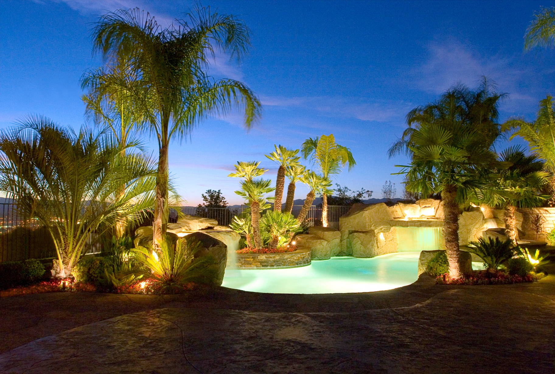 BSH Pools — freeform pool with natural stone surround