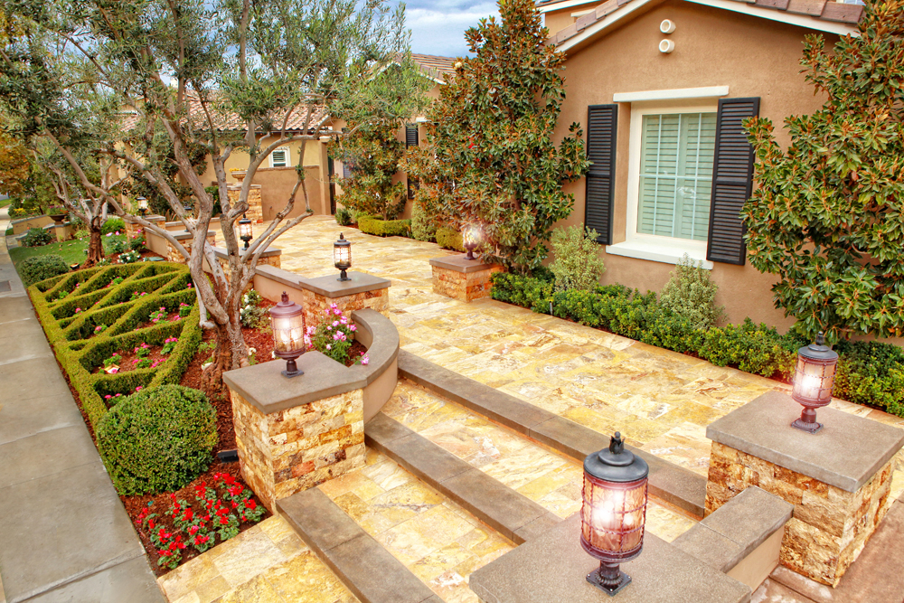 BSH Drainage Solutions — Tuscan-style stone pathway with drainage integration